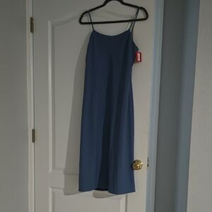 Casual Blue Spaghetti Strap Slip Dress